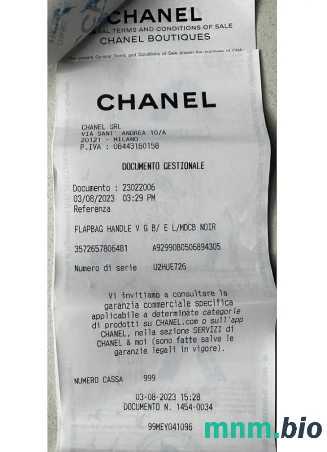 Chanel Boutiques przykładowy czek płatniczy PSD